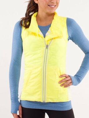 Lululemon Reversible What The Fluff Vest Sz 6 Clarity Yellow 800-fill goose down